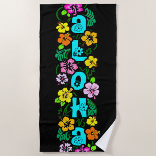 Aloha with Flowers Beach Towel