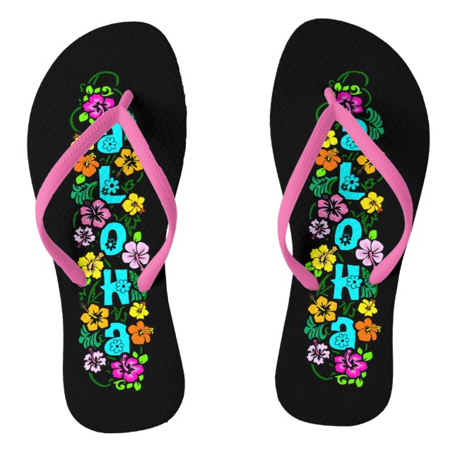 Aloha with Flowers Thongs (Footbed)