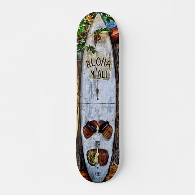 Aloha Y'ALL Tropical skateboard (Front)