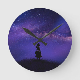 Alone and Starry Night  Round Clock