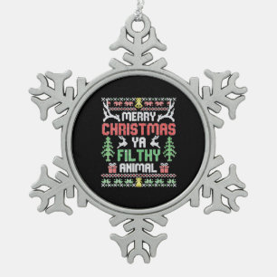 Alone At Home Movies Merry Christmas You Filty Snowflake Pewter Christmas Ornament
