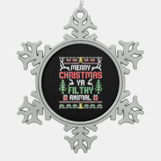 Alone At Home Movies Merry Christmas You Filty Snowflake Pewter Christmas Ornament