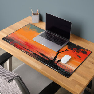 Alone by the Lake – Solitude at Sunset Desk Mat