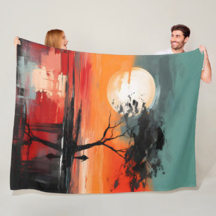 Alone by the Lake – Solitude at Sunset Fleece Blanket