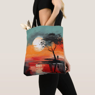 Alone by the Lake – Solitude at Sunset Tote Bag