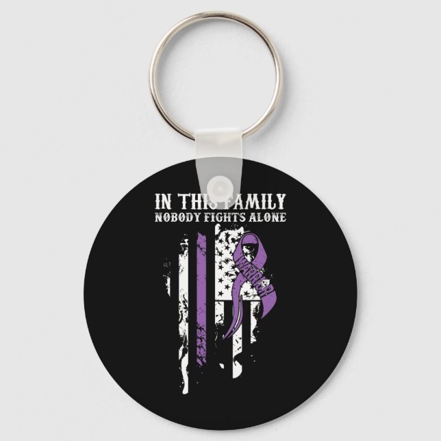 Alone- Fibromyalgia Awareness Supporter Ribbon  Key Ring (Front)