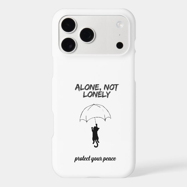 Alone, Not Lonely – Editable Quote Cat iPhone Case (Back)