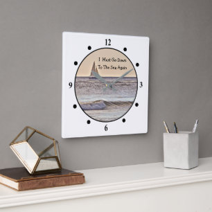 ALONE ON THE SEA/LOVE OF SAILING/I MUST GO DOWN TO SQUARE WALL CLOCK