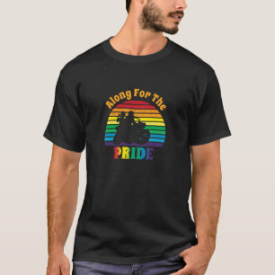 Along for the Pride 70's Motorcycle Rainbow Sunset T-Shirt