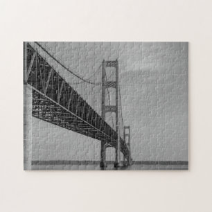 Along Mackinac Bridge Grayscale Jigsaw Puzzle
