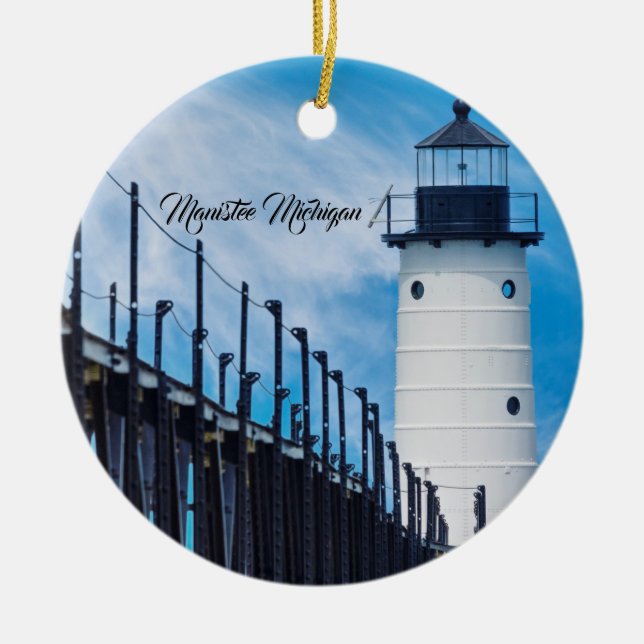 Along Manistee Ceramic Ornament (Front)