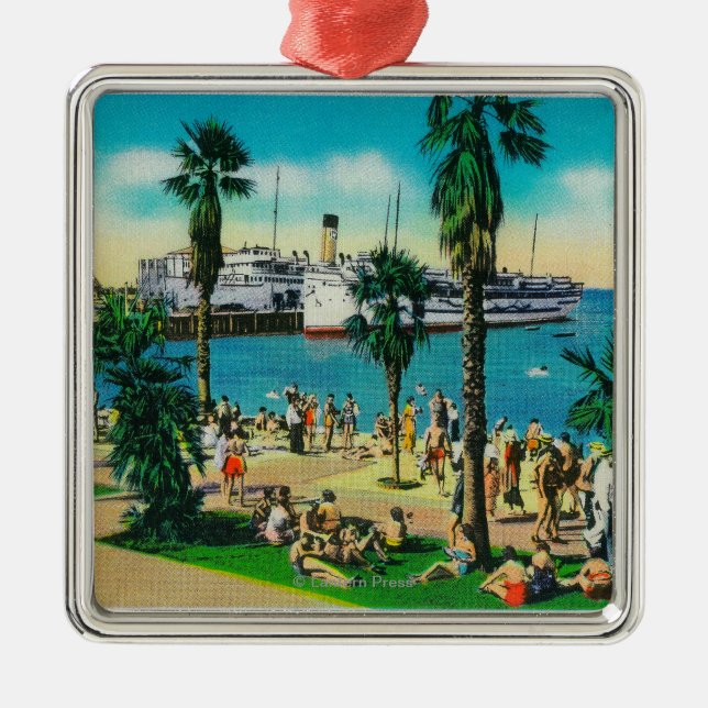 Along the Beach at AvalonCatalina Island, CA Metal Tree Decoration (Front)