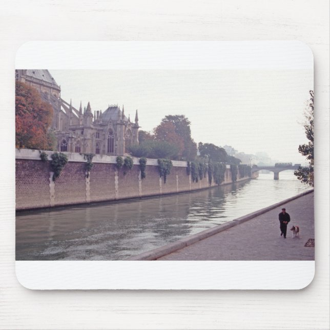 Along The Seine, Walking The  Dog Mouse Pad (Front)