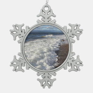 Along the Shoreline Snowflake Pewter Christmas Ornament