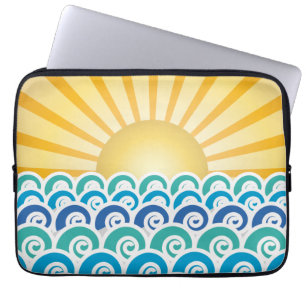 Along the Waves Blue Laptop Sleeve