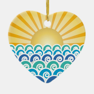 Along the Waves Blue Ornament