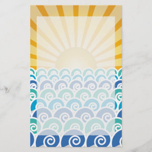 Along the Waves Blue Stationery