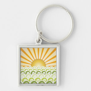 Along the Waves Green Keychain