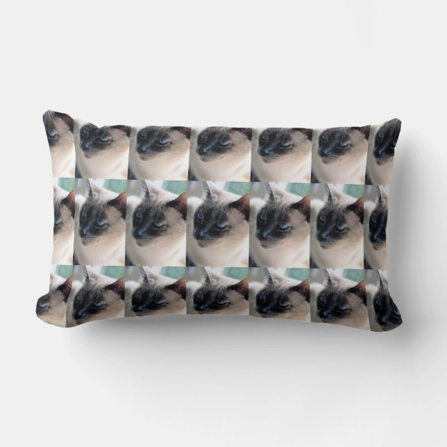 Aloof Siamese Cat Lumbar Pillow (Front)