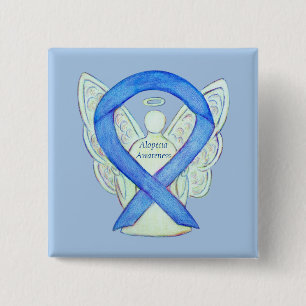 Alopecia Angel Awareness Blue Ribbon Custom Pin