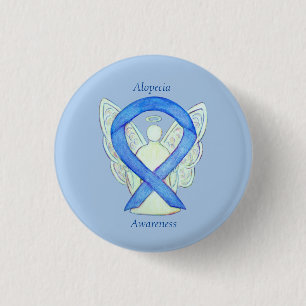 Alopecia Angel Awareness Blue Ribbon Custom Pin