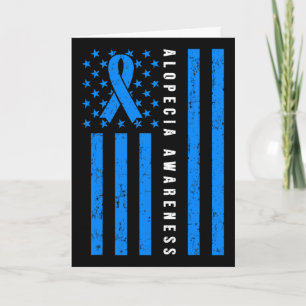 Alopecia Areata Awareness I Wear Blue Ribbon Suppo Card