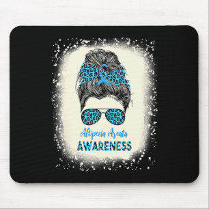 Alopecia Areata Awareness Messy bun Hair Loss Warr Mouse Pad