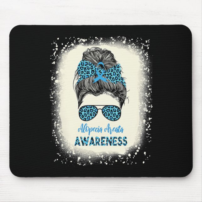 Alopecia Areata Awareness Messy bun Hair Loss Warr Mouse Pad (Front)