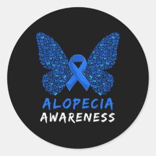 Alopecia Areata Awareness Month Blue Ribbon  Classic Round Sticker