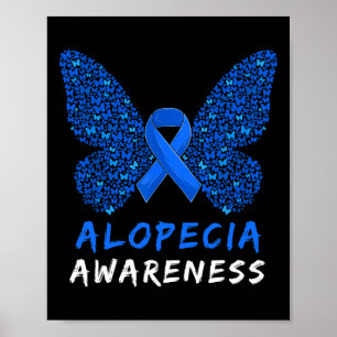 Alopecia Areata Awareness Month Blue Ribbon Poster