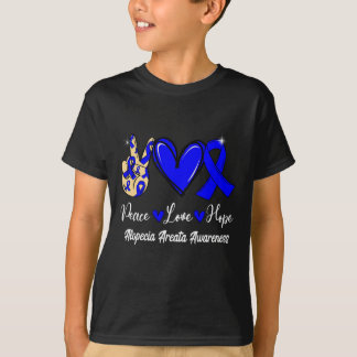 Alopecia Areata Awareness Peace Love Hope Blue Rib T-Shirt