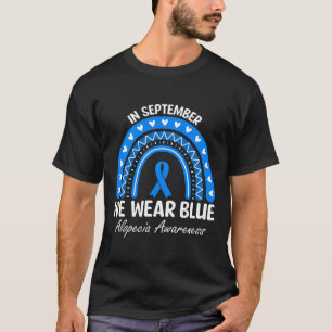Alopecia Areata Awareness Rainbow I Wear Blue Ribb T-Shirt