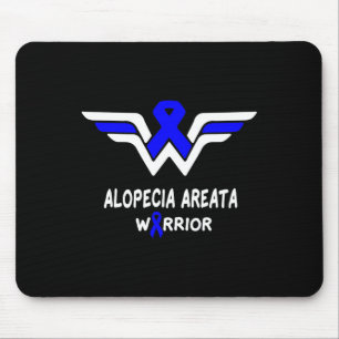 Alopecia Areata Awareness Warrior Support Blue Rib Mouse Pad