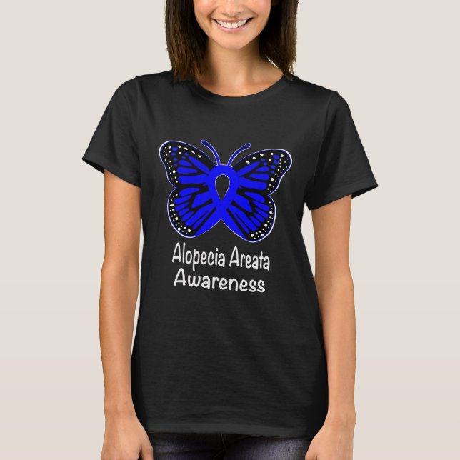 Alopecia Areata Awareness Warrior Support Blue Rib T-Shirt (Front)