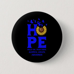 Alopecia Areata Blue Hope Vintage Sunflower Awaren 6 Cm Round Badge