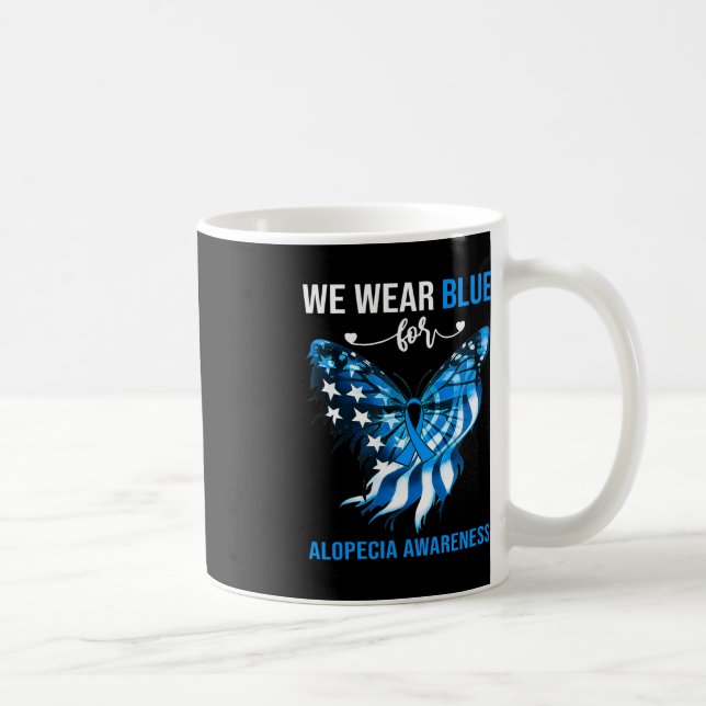 Alopecia Awareness 4th July Blue Butterfly  Coffee Mug (Right)