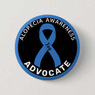 Alopecia Awareness Advocate Ribbon Black Button