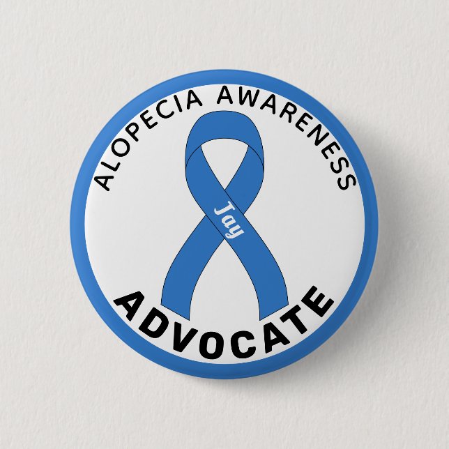 Alopecia Awareness Advocate Ribbon White Button (Front)