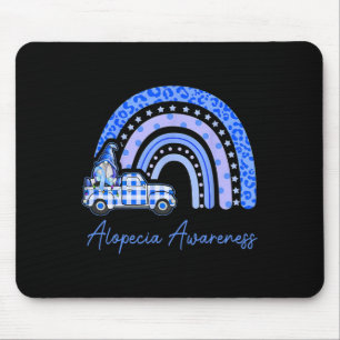 Alopecia Awareness Blue Gnomes Truck Rainbow Mouse Pad
