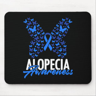 Alopecia Awareness Blue Ribbon Butterfly Alopecia Mouse Pad