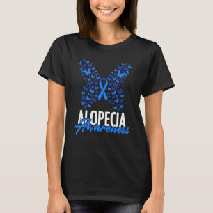 Alopecia Awareness Blue Ribbon Butterfly Alopecia  T-Shirt
