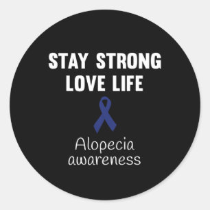 Alopecia awareness Blue ribbon for Men Women Kids Classic Round Sticker