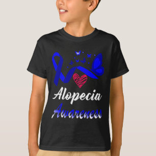Alopecia Awareness Butterflies Blue Ribbon Support T-Shirt