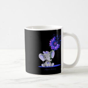ALOPECIA AWARENESS Cute Elephant Sunflower Blue Ri Coffee Mug