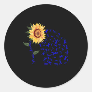 Alopecia Awareness Dark Blue Ribbon Hair Loss Sunf Classic Round Sticker