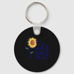 Alopecia Awareness Dark Blue Ribbon Hair Loss Sunf Key Ring