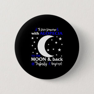 Alopecia Awareness Dark Blue Ribbon Hair Loss Supp 6 Cm Round Badge