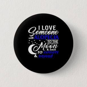 Alopecia Awareness Dark Blue Ribbon Hair Loss Supp 6 Cm Round Badge