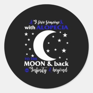 Alopecia Awareness Dark Blue Ribbon Hair Loss Supp Classic Round Sticker
