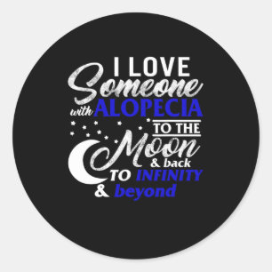Alopecia Awareness Dark Blue Ribbon Hair Loss Supp Classic Round Sticker